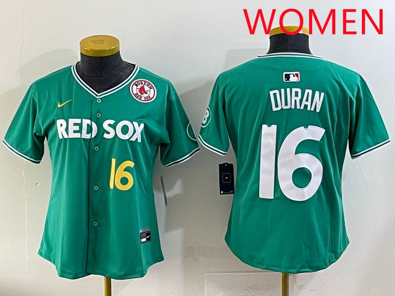 Women 2025 Boston Red Sox #16 Duran Dark Green Joint Name Nike MLB Jersey style 6